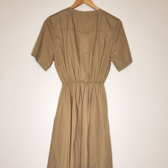 Revolution Muse Army-Influenced Dress with Pocket, Gathered Waist & Red Buttons - Picture 15 of 16